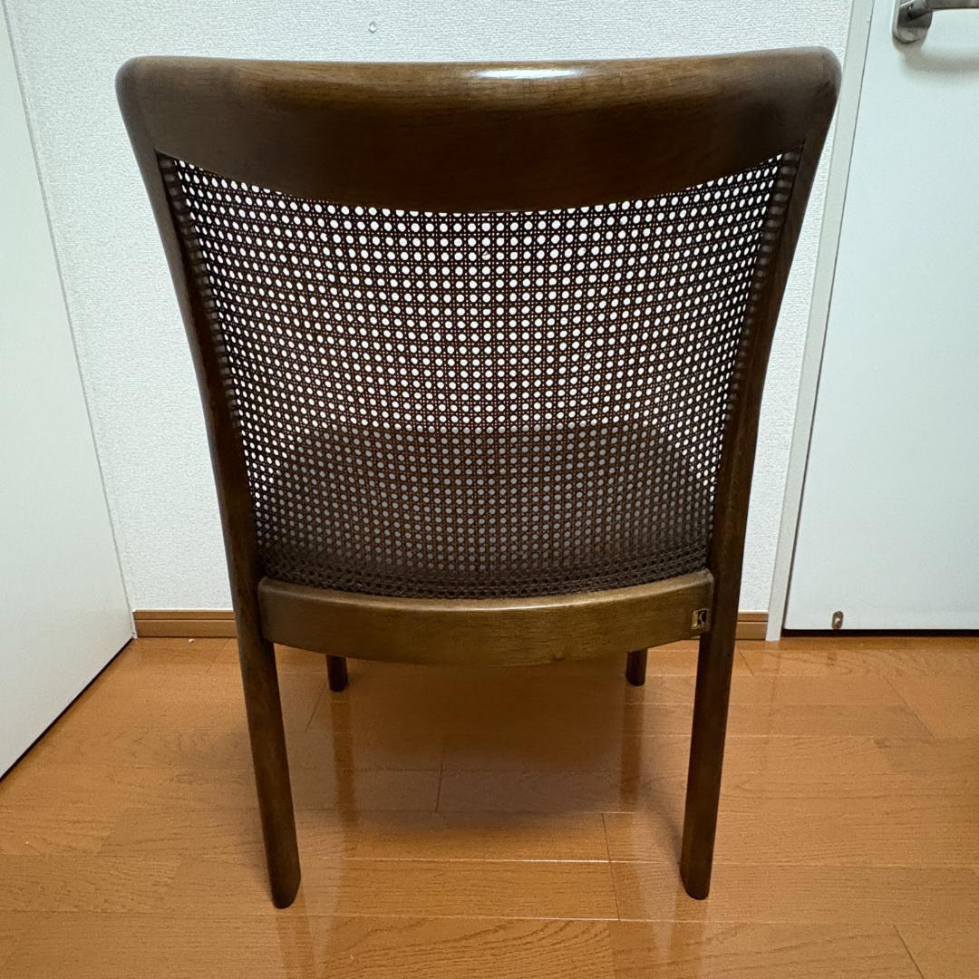 【希少】飛騨産業 ダイニングチェア③ ラタン張り キツツキマーク