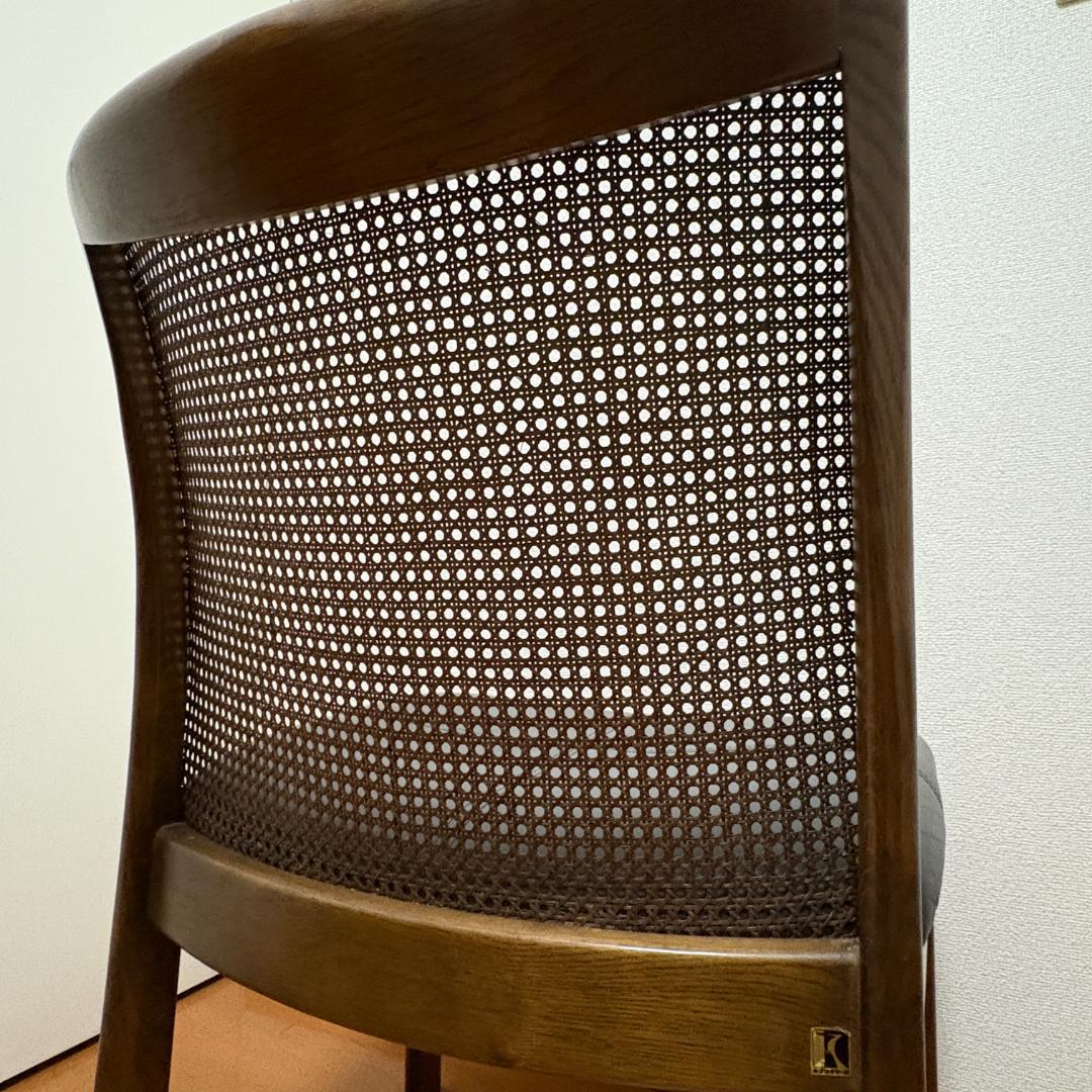 【希少】飛騨産業 ダイニングチェア③ ラタン張り キツツキマーク