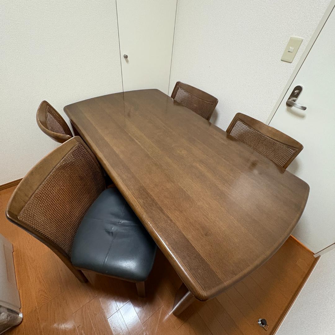 【希少】飛騨産業 ダイニングチェア③ ラタン張り キツツキマーク