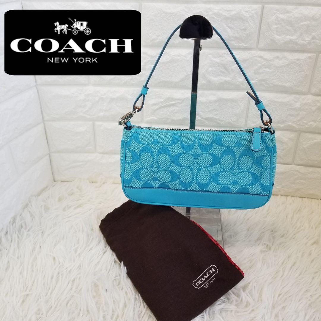 希少カラーCOACHコーチ／シグネチャー／デミバッグ／Y2K／アクセサリーポーチ