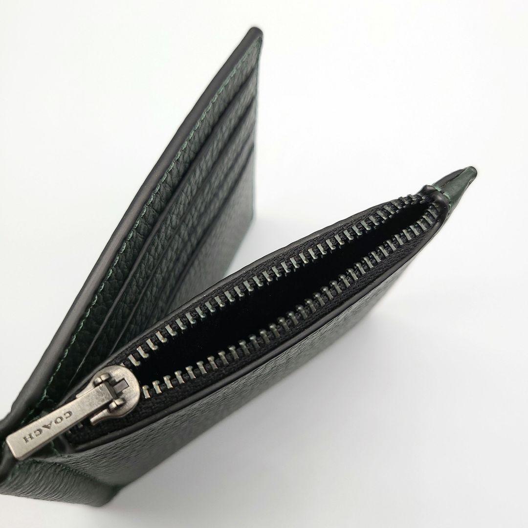 COACH マネークリップ 新品 アマゾングリーン ペブルレザー メンズ