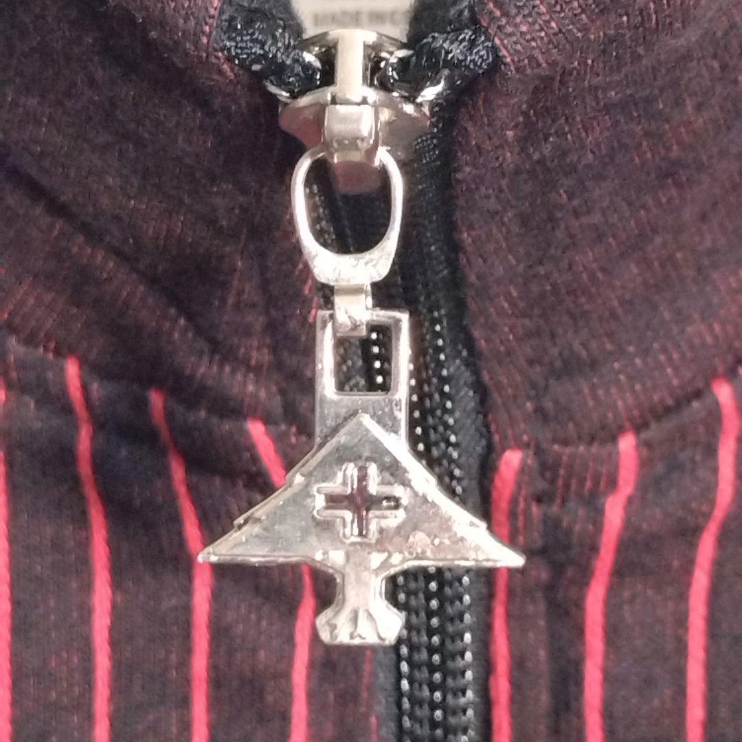 個性派古着★LRG 総刺繍 ストライプ トラックジャケット 黒×赤 2XL