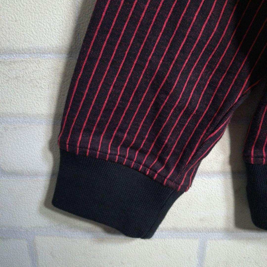 個性派古着★LRG 総刺繍 ストライプ トラックジャケット 黒×赤 2XL