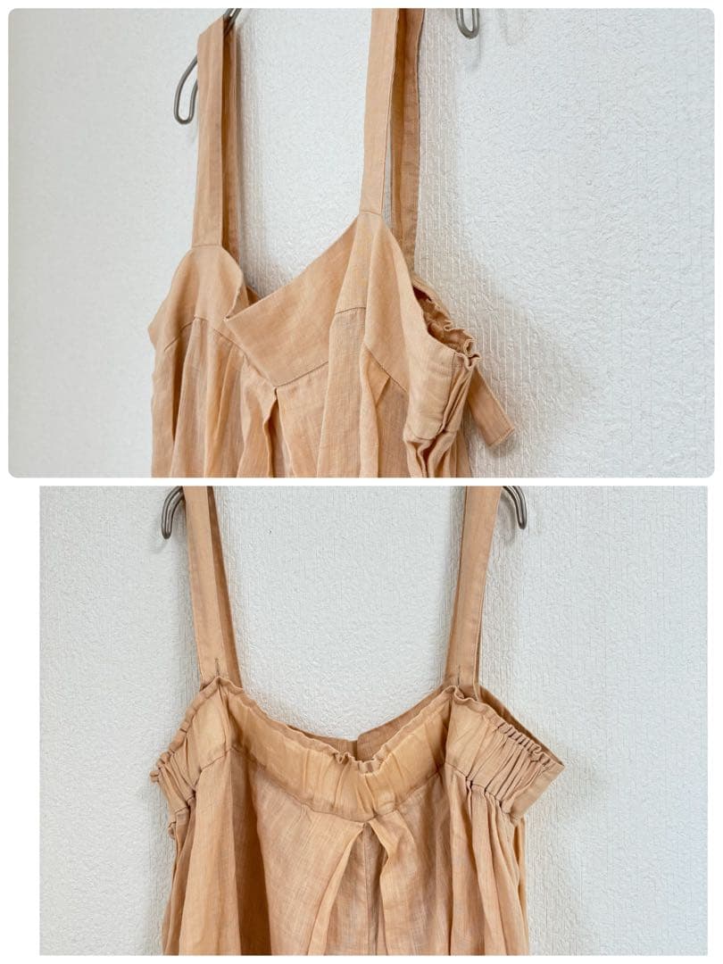 ヴェリテクール　高密度リネンセンタープリーツオールインワン　オレンジ