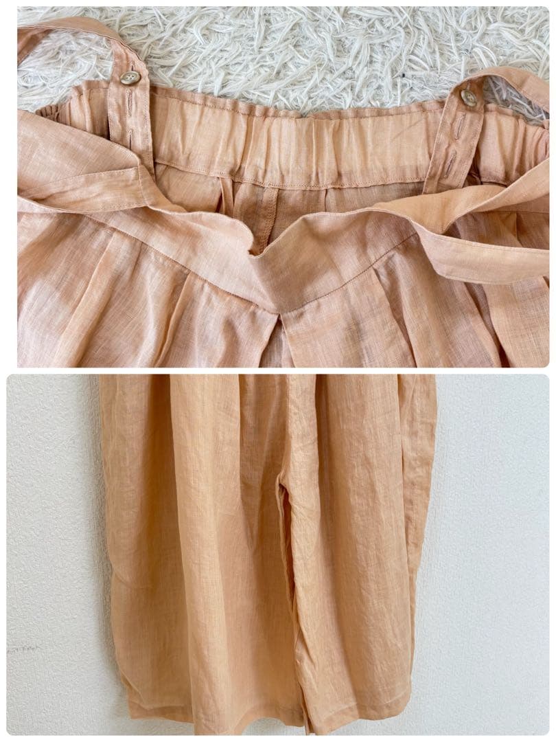 ヴェリテクール　高密度リネンセンタープリーツオールインワン　オレンジ