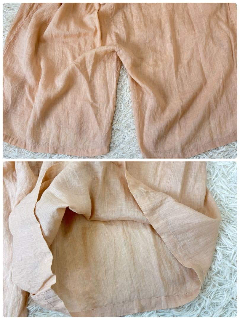 ヴェリテクール　高密度リネンセンタープリーツオールインワン　オレンジ