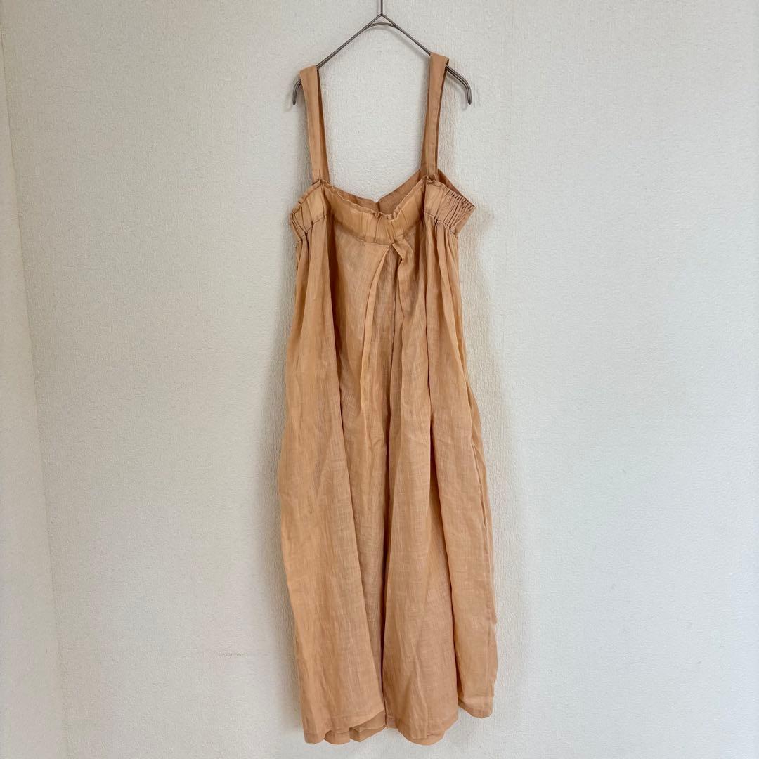 ヴェリテクール　高密度リネンセンタープリーツオールインワン　オレンジ