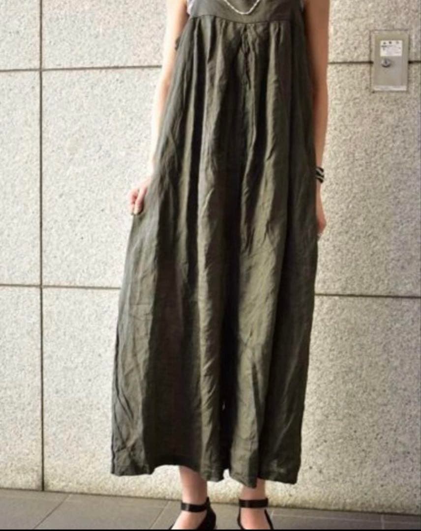 ヴェリテクール　高密度リネンセンタープリーツオールインワン　オレンジ