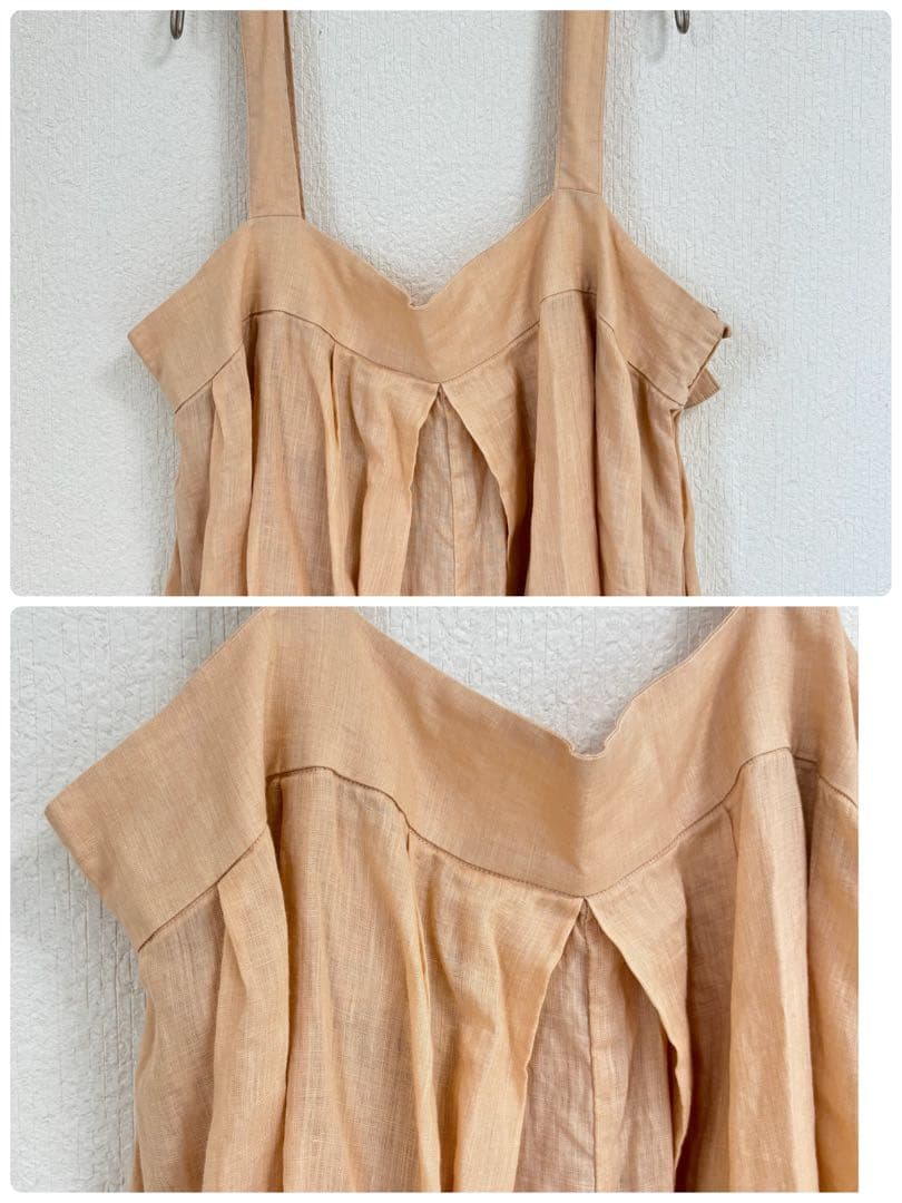 ヴェリテクール　高密度リネンセンタープリーツオールインワン　オレンジ