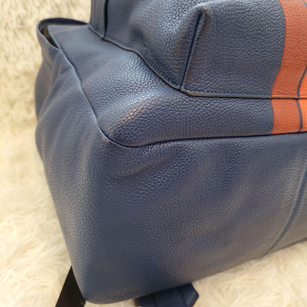 ⭐美品⭐COACH　ターンロック レザー リュック　シボ革　ブルー　大容量　通勤