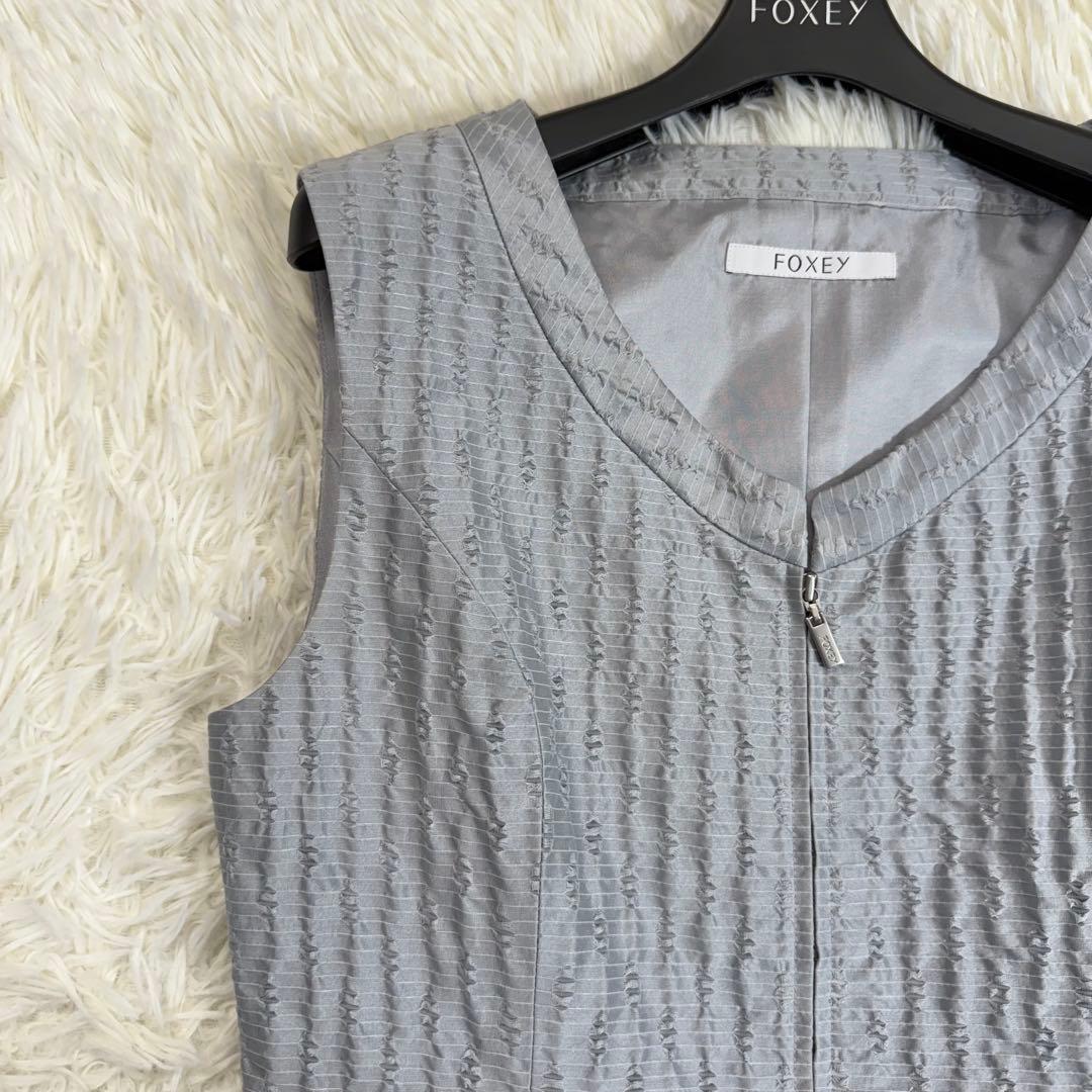 極美品✨13万 フォクシー ダイヤモンドダストドレス フロントジップ ジャガード