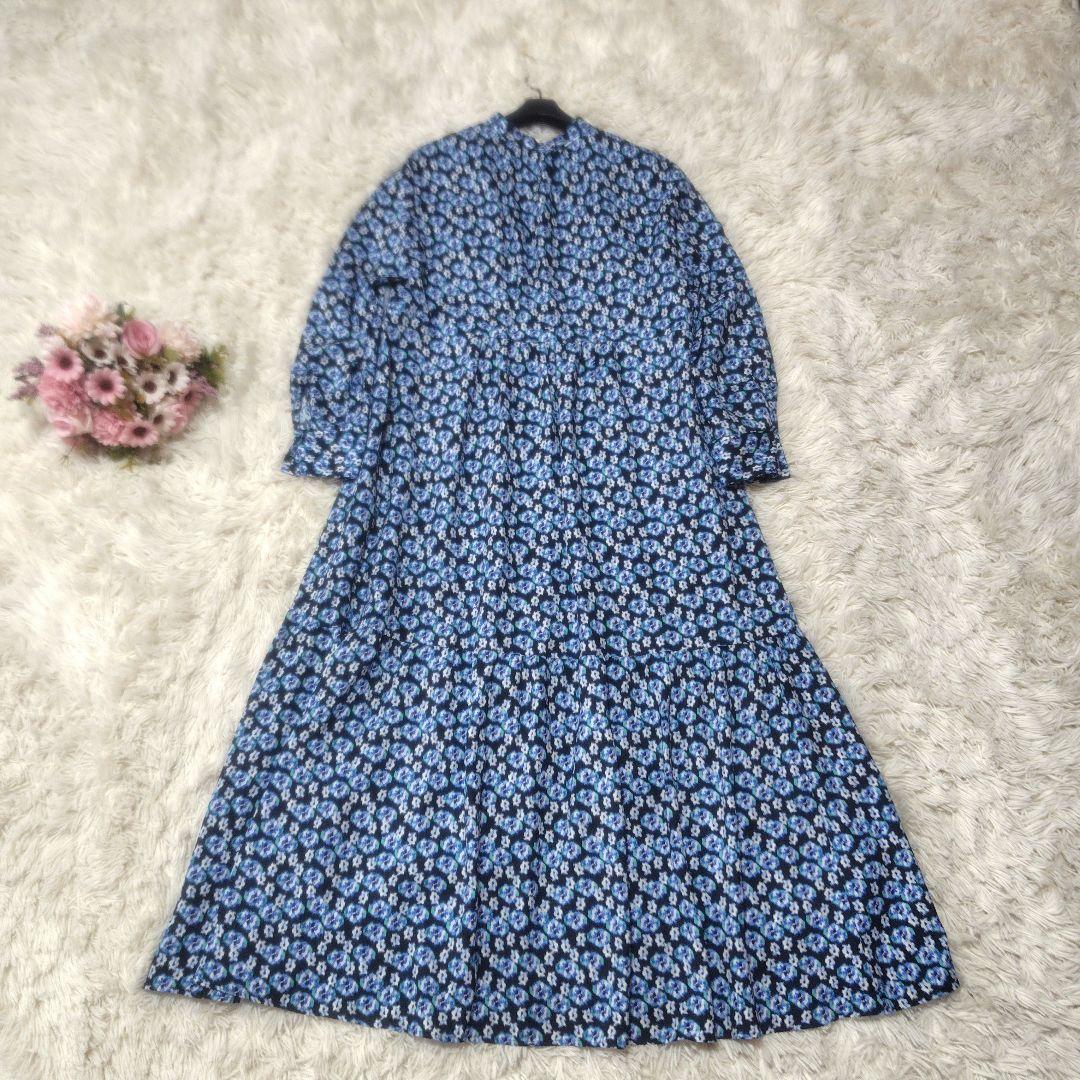 【極美品♡2024】ボールジィ　ブルリーフラワープリントクルーネックワンピース