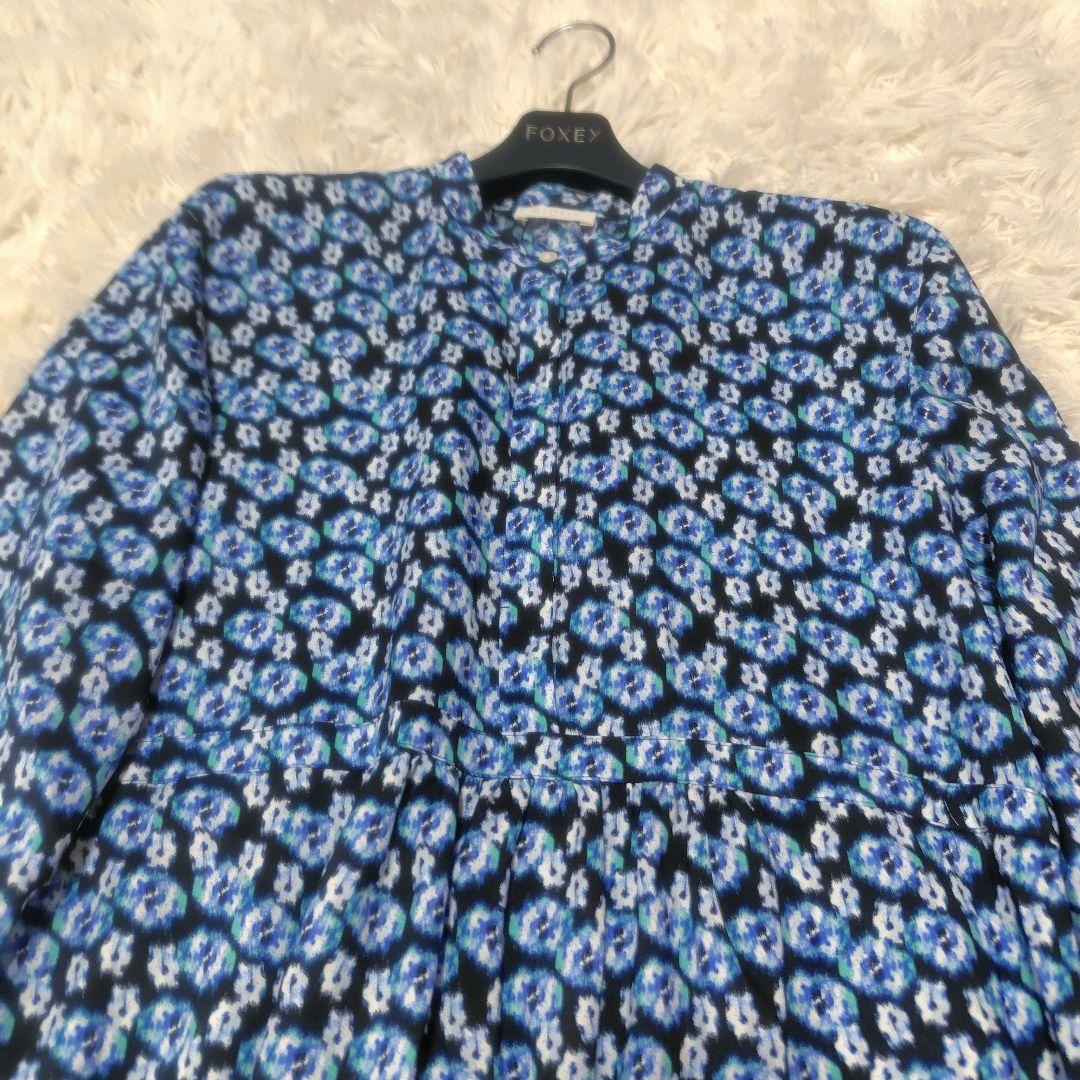 【極美品♡2024】ボールジィ　ブルリーフラワープリントクルーネックワンピース