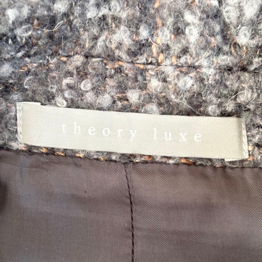 美品✨️セオリーリュクス モヘアツイードコート38 チャコールグレー メランジ