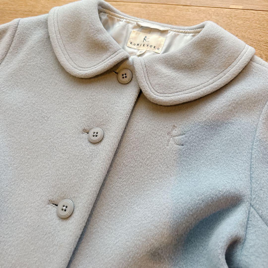 新品 組曲 ウールコート 150-160 ライトグレー系　7449