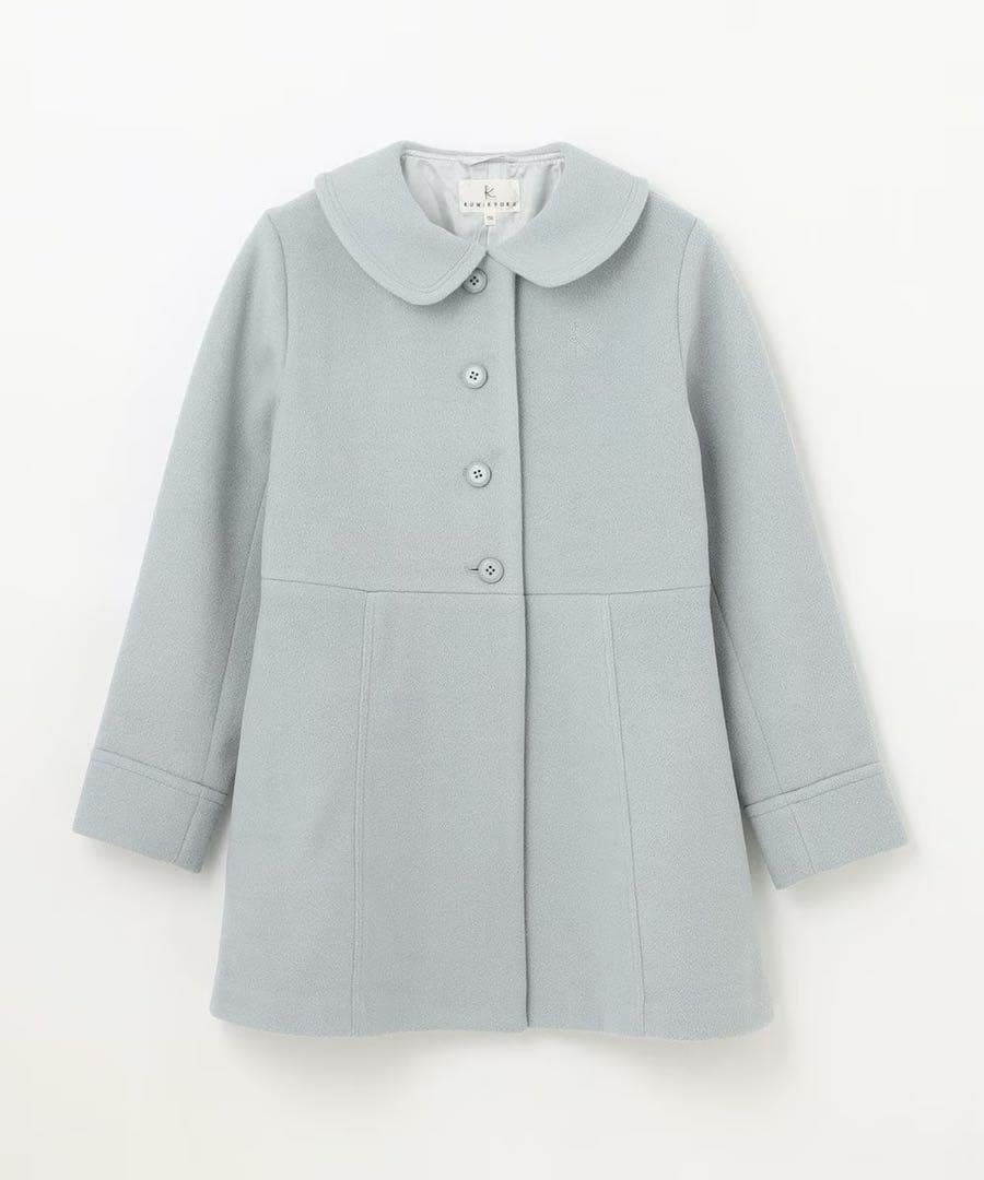 新品 組曲 ウールコート 150-160 ライトグレー系　7449