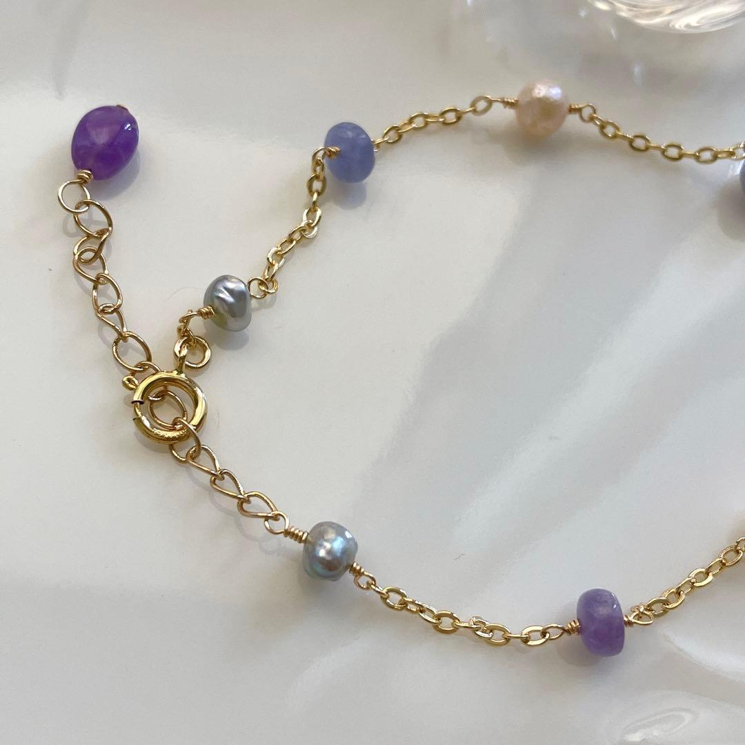 hedgehog◆ハックマナイト×あこや真珠ブレスレット✧14kgf