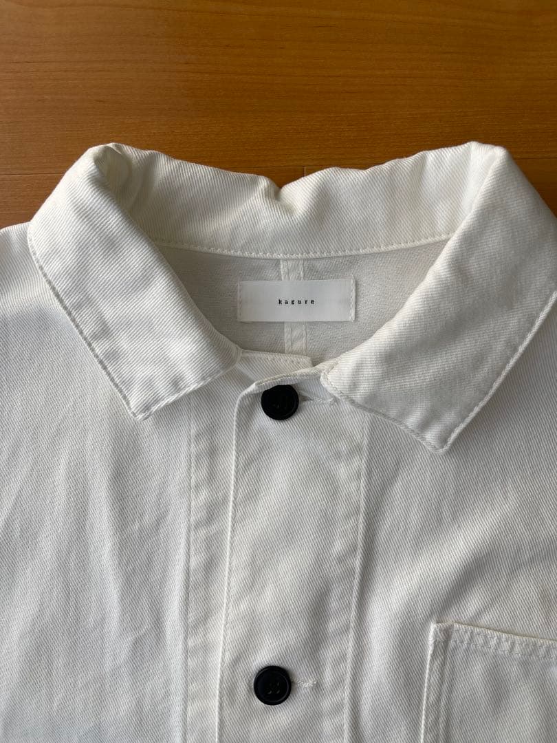 美品　かぐれ　デニムカバーオール　デニムジャケット　ホワイト　サイズ1