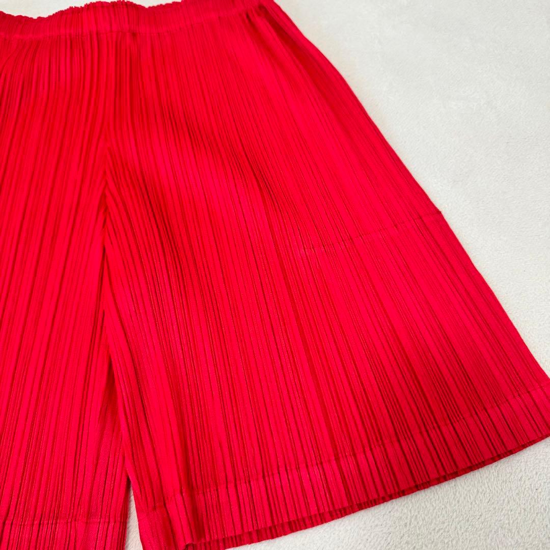極美品✨PLEATS PLEASE プリーツ　ショートパンツ　レッド　サイズ3