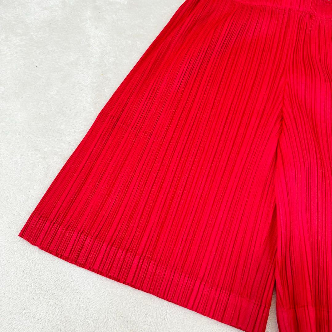 極美品✨PLEATS PLEASE プリーツ　ショートパンツ　レッド　サイズ3
