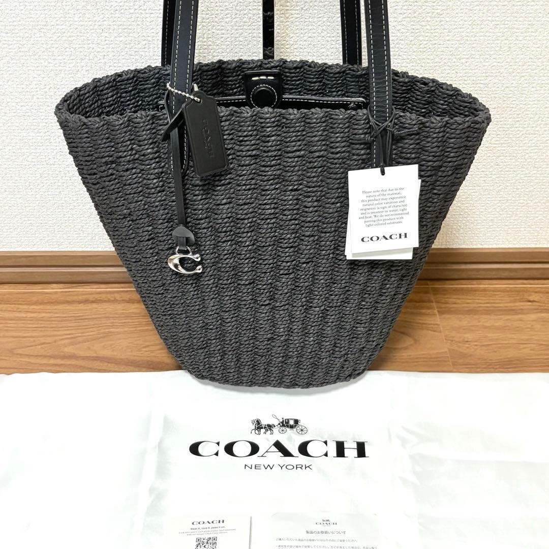 ◆専用◆タグ付◆コーチ COACH かごバッグ トートバッグ 黒 保存袋付き