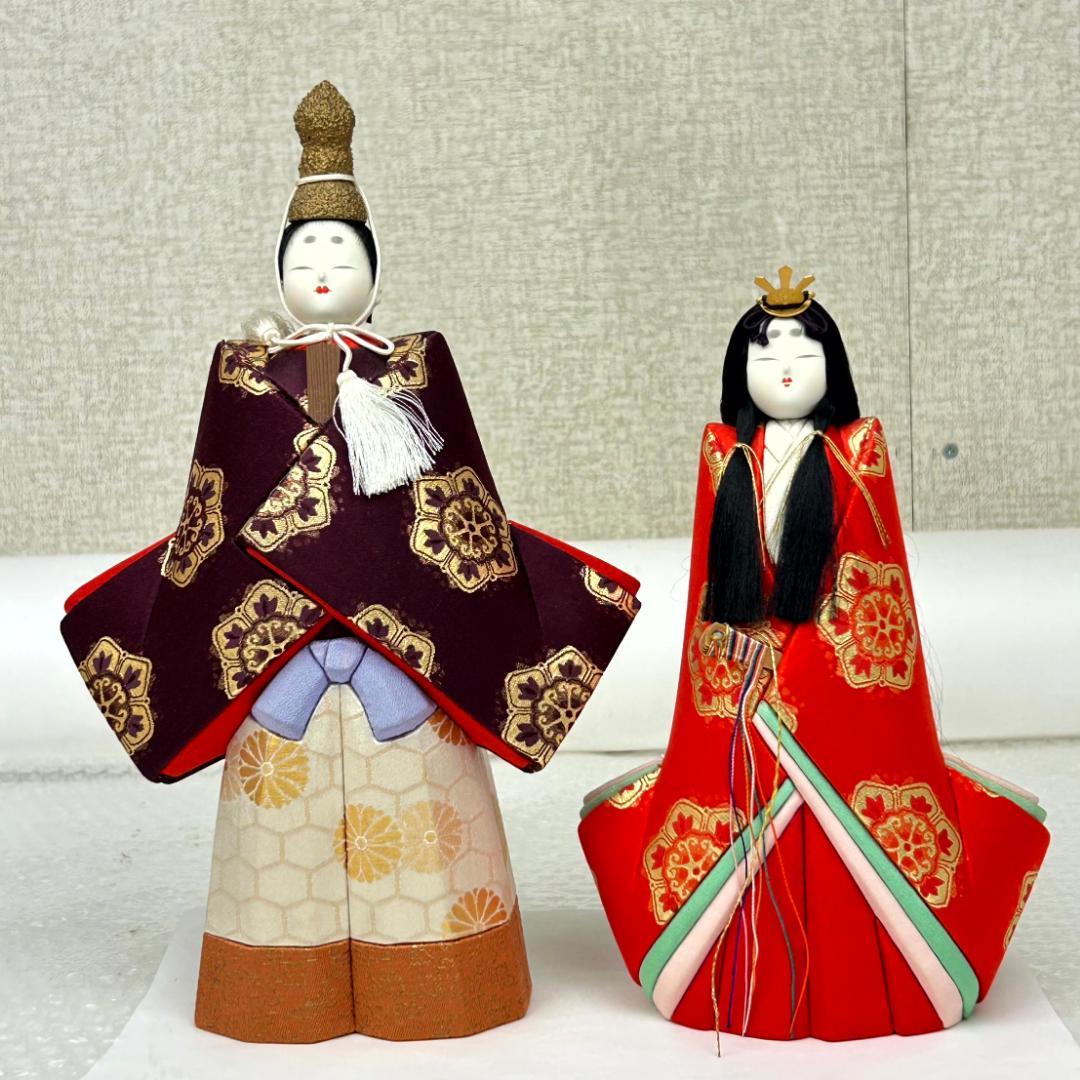 東玉　鈴木賢一作　江戸木目込雛人形　親王飾り　寿々喜雛　男雛と女雛の立ち雛　立雛