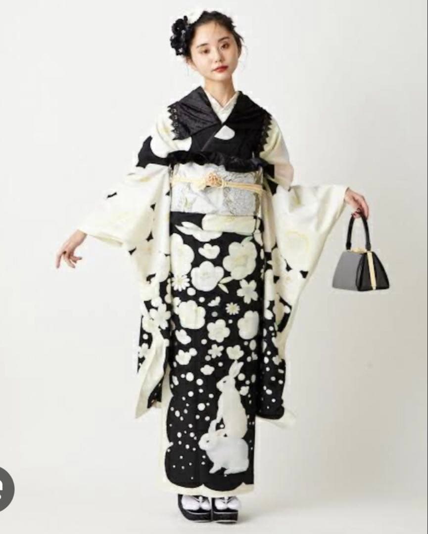 最終値下げです。ふりふ　振袖　しんしん雪うさぎ