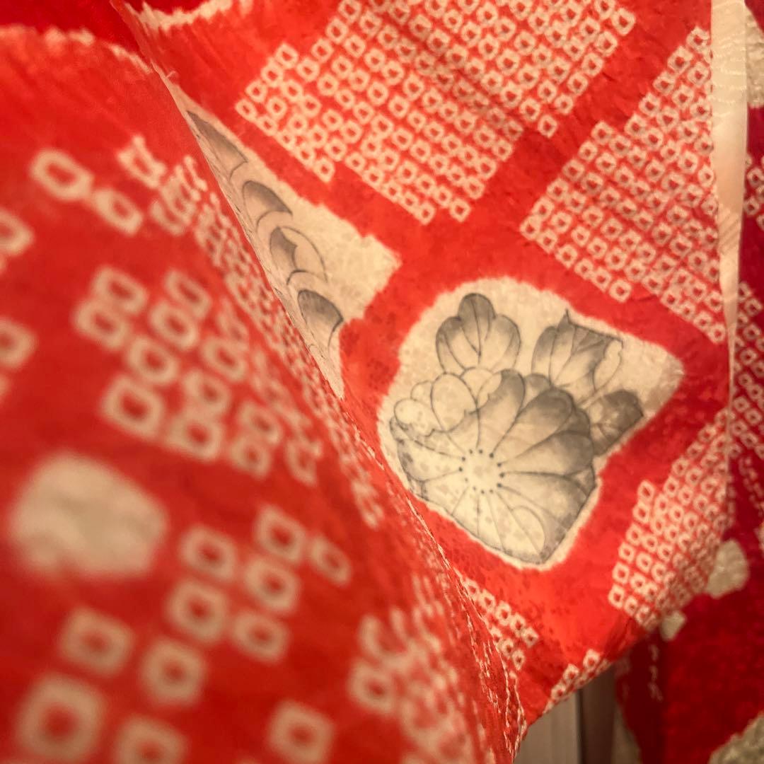 七五三 着物 7歳 女の子 正絹 本絞り 手描き友禅 古典柄 赤 祝い着