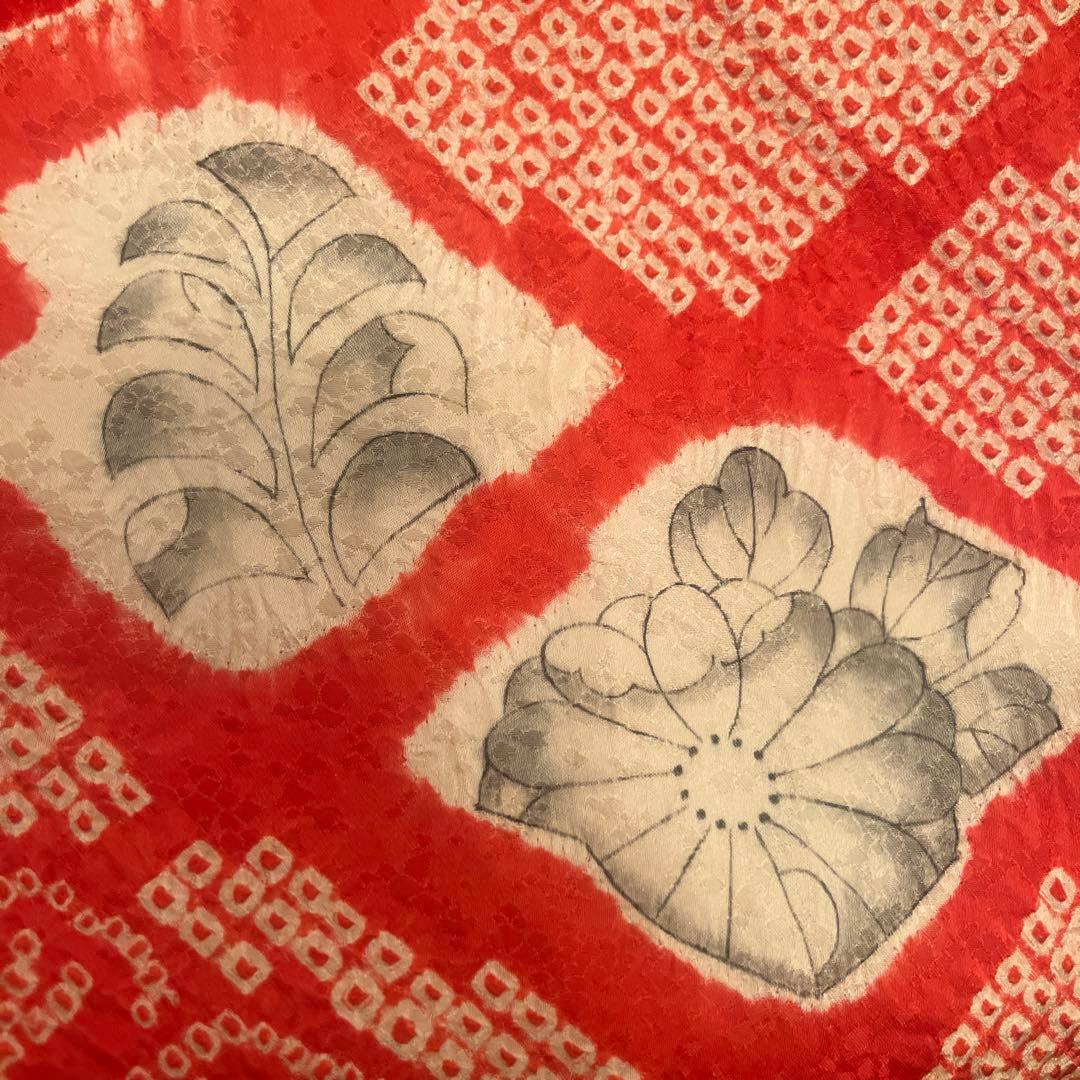 七五三 着物 7歳 女の子 正絹 本絞り 手描き友禅 古典柄 赤 祝い着