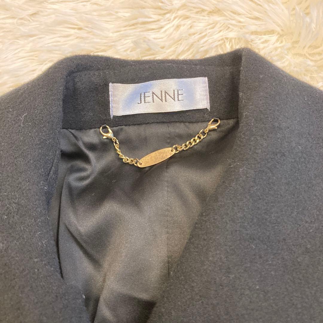 JENNE ジェンヌ エレガントカラー フレアコート ブラック　M