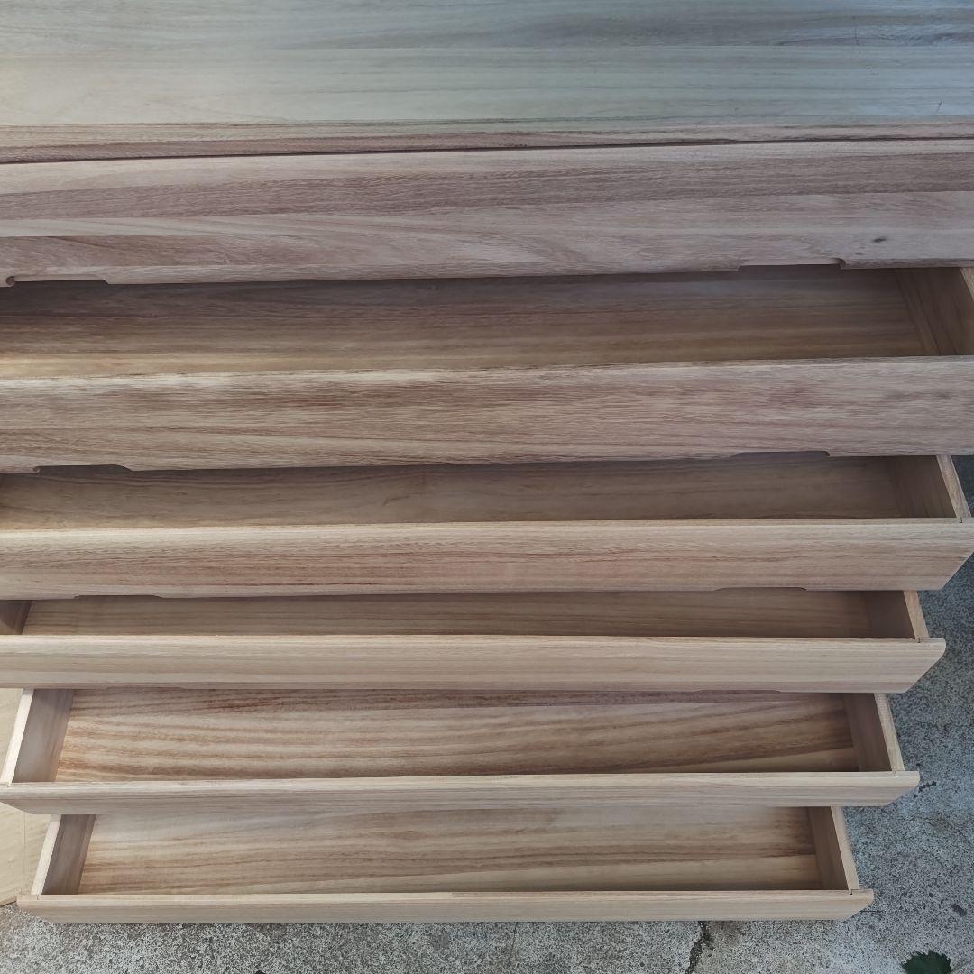 美品　桐箪笥　桐タンス　シンプル6段チェスト　着物収納　キャスター付