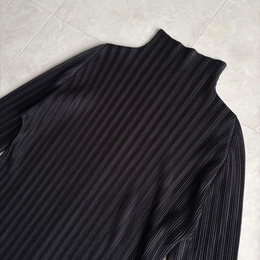 PLEATS PLEASE タートルネック長袖プリーツカットソー 黒3