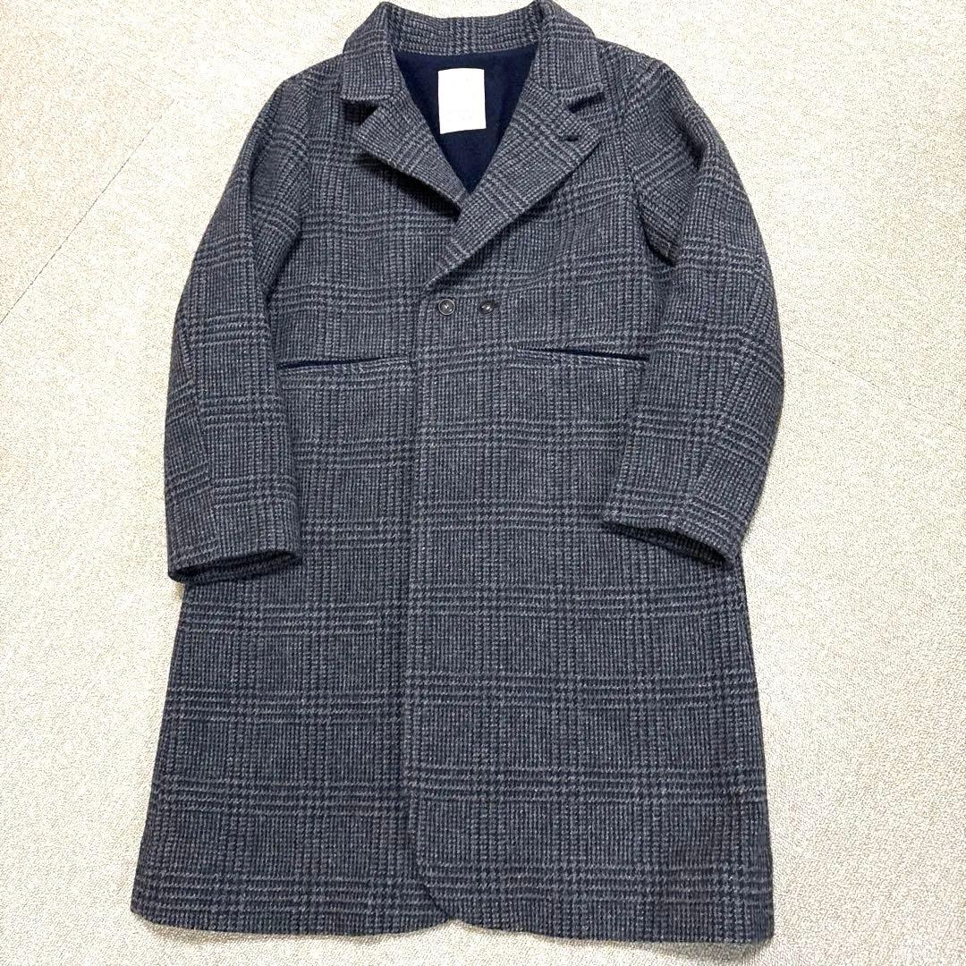 美品　パラスパレス グレンチェック チェスターロングコート ウール サイズ2