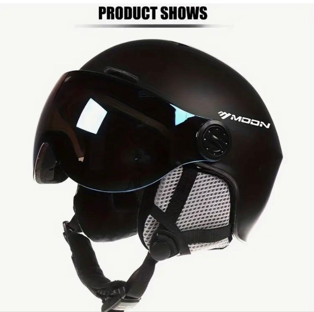 MOON スキー　スノーボード　ヘルメット ブラック L ゴーグル付き