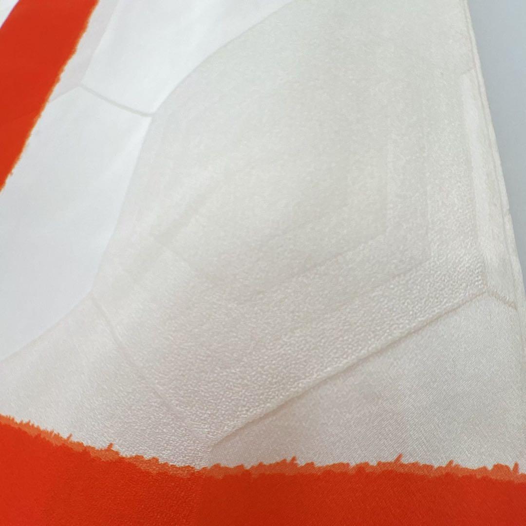 七五三　７歳　女の子　フルセット　オレンジ×白　市松　小物セット