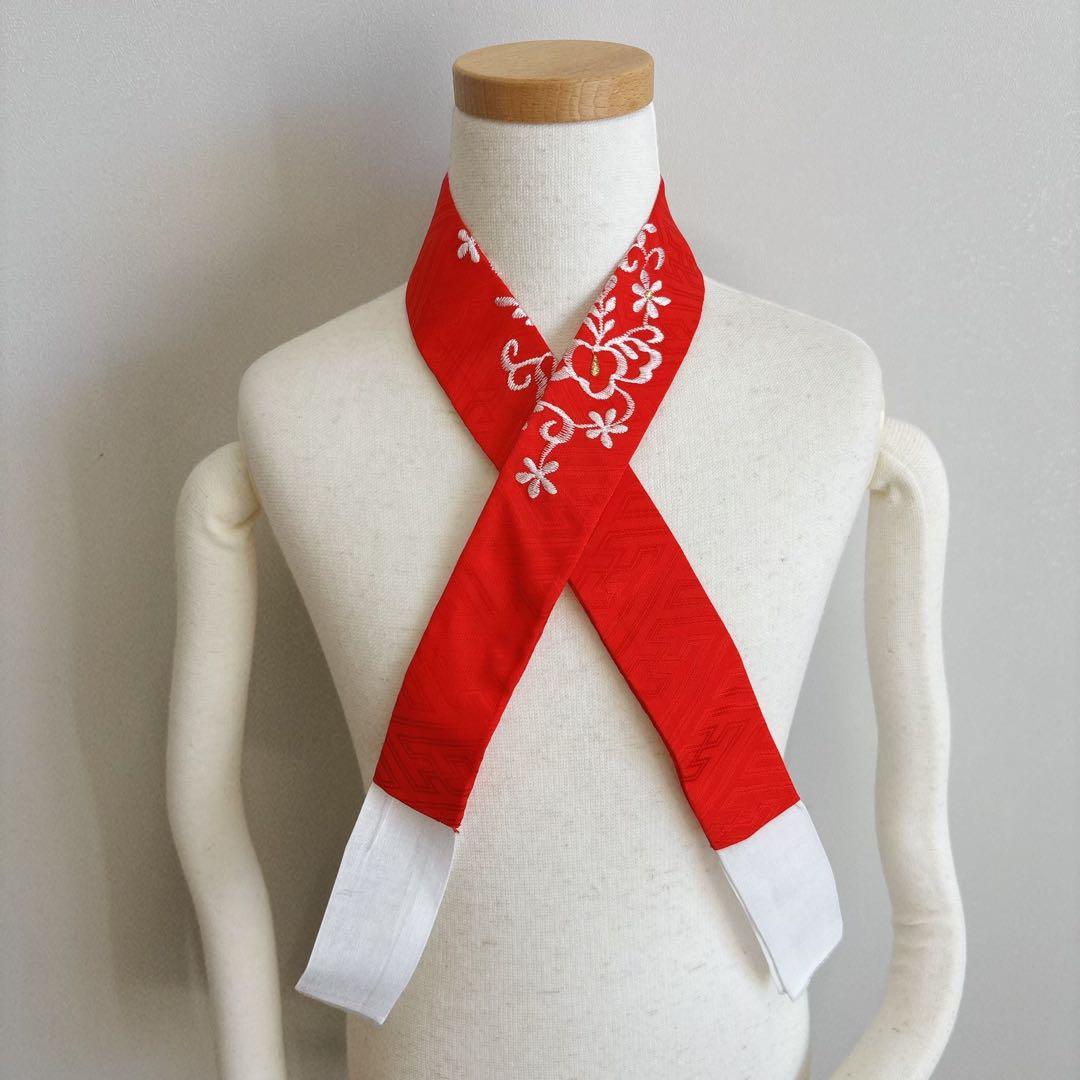 七五三　７歳　女の子　フルセット　オレンジ×白　市松　小物セット