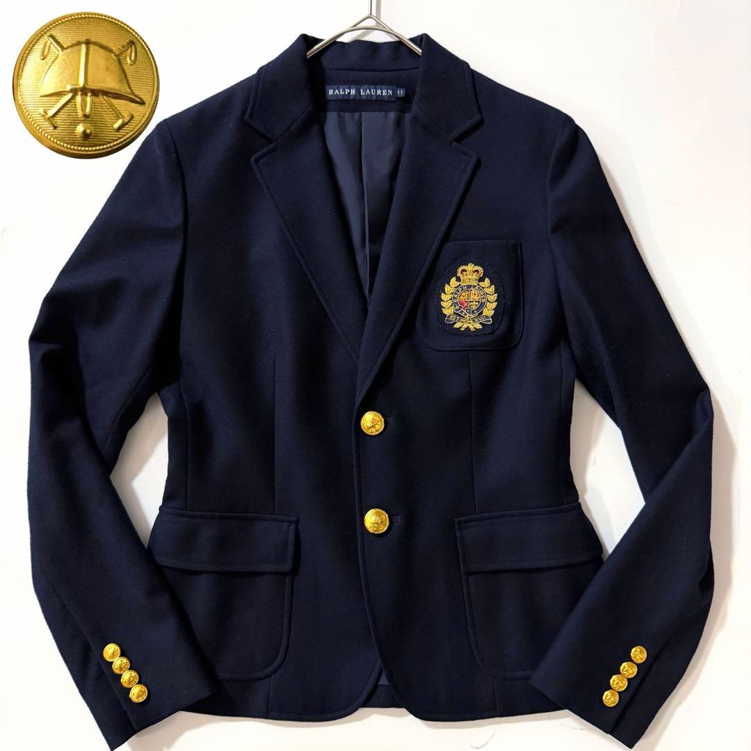 金ボタン✨️ラルフローレン 紺ブレ テーラードジャケット エンブレム刺繍 M相当