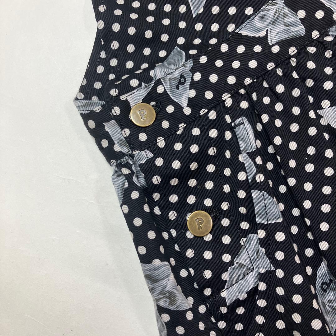 【新品未使用】ピンクハウス 黒 リボンドット柄 サロペットスカート/2024年
