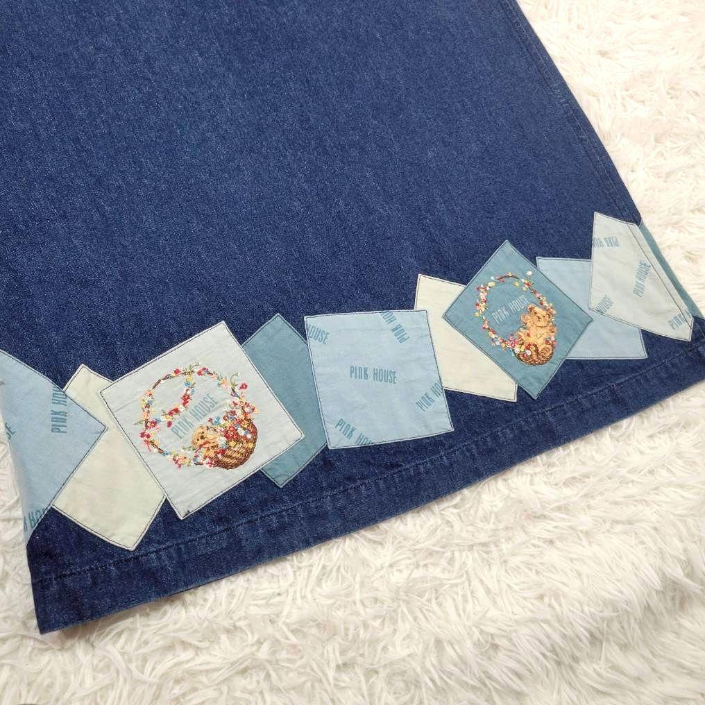 美品☆ピンクハウス　ジャンパースカート　パッチワーク　ベア　ロング　ロゴ　ハート