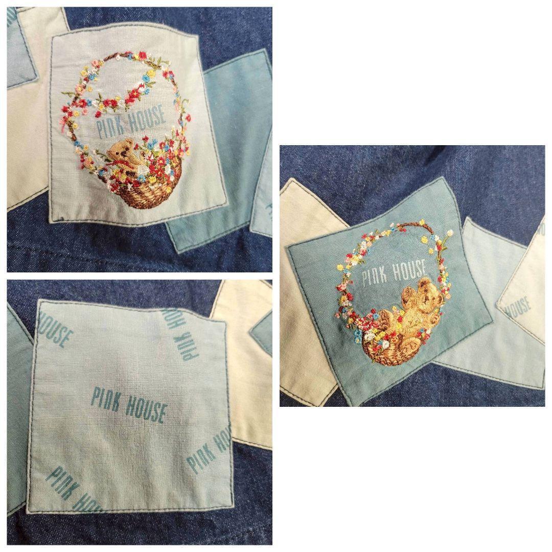 美品☆ピンクハウス　ジャンパースカート　パッチワーク　ベア　ロング　ロゴ　ハート