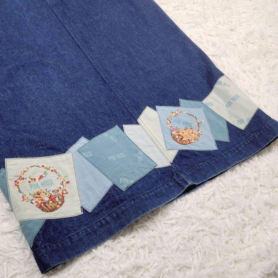 美品☆ピンクハウス　ジャンパースカート　パッチワーク　ベア　ロング　ロゴ　ハート