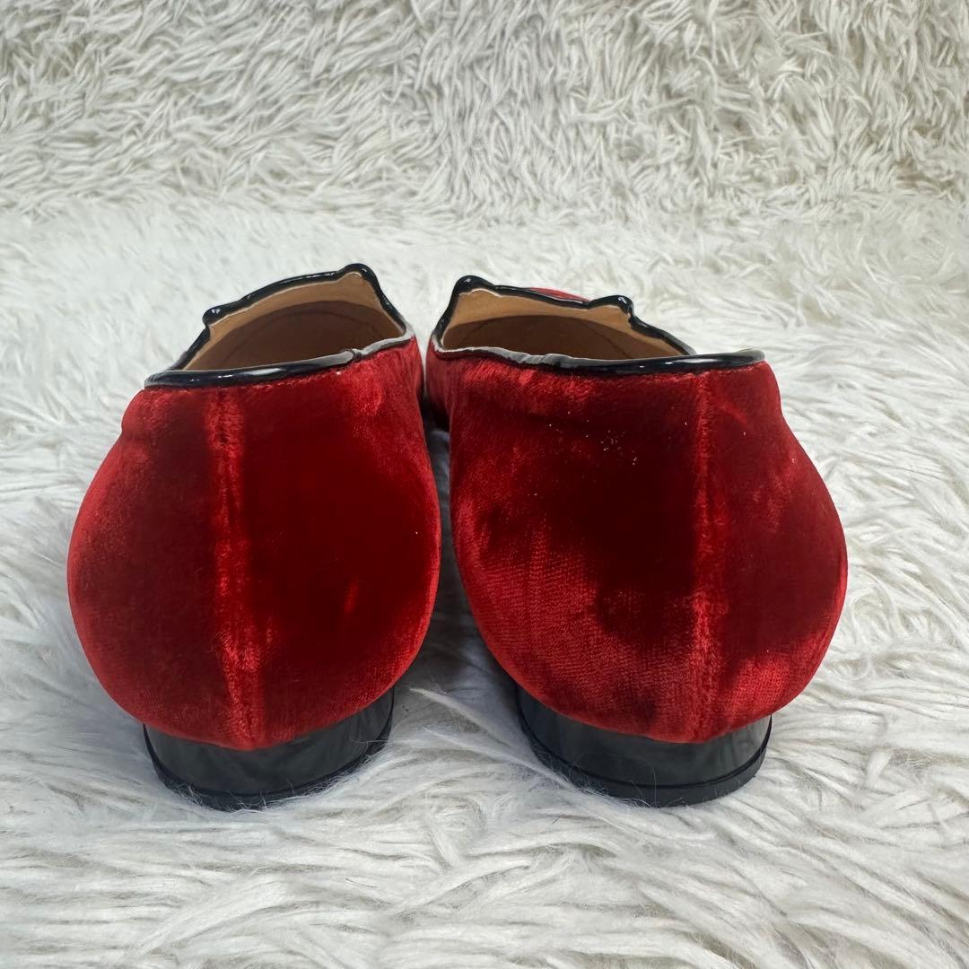 美品 シャーロットオリンピア フラットシューズ レッド ネコ