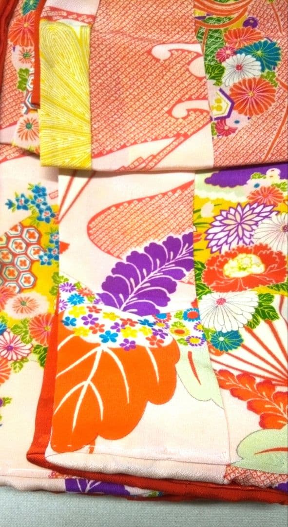 市松人形の着物　16号　ちりめん　比翼　古布　共八掛け