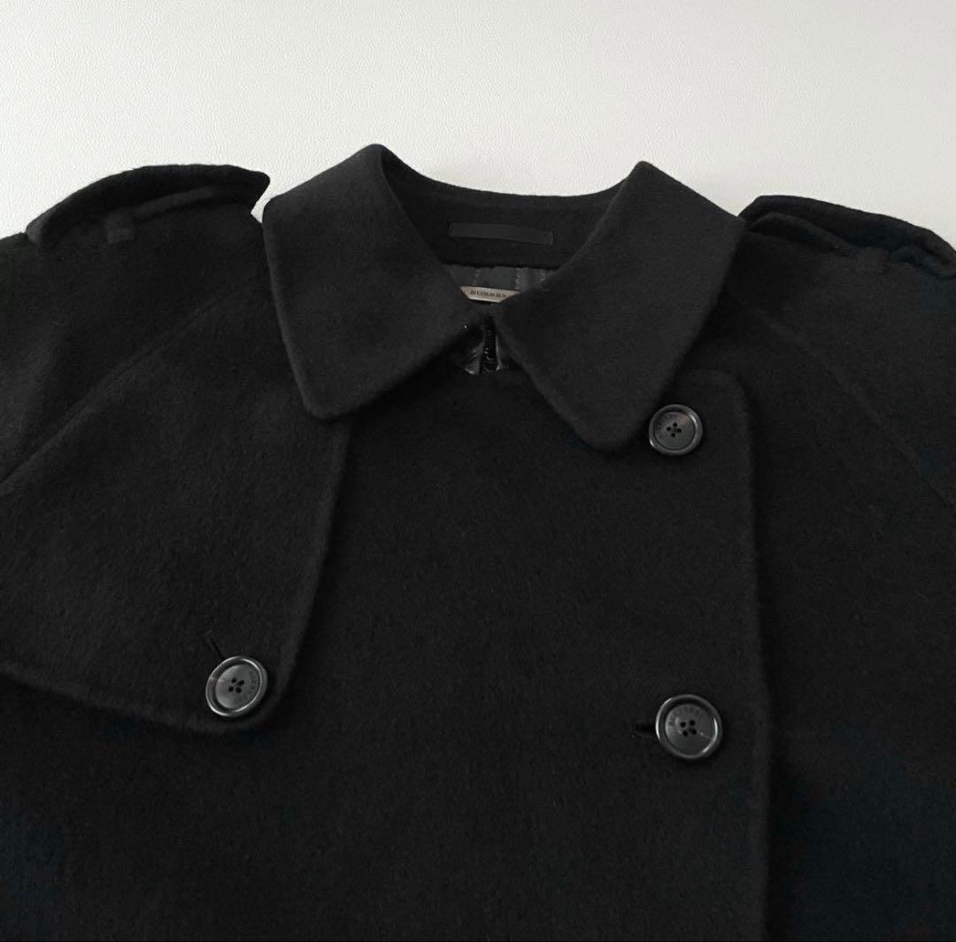 BURBERRY LONDON トレンチコート 黒 アンゴラ カシミヤ混羊革