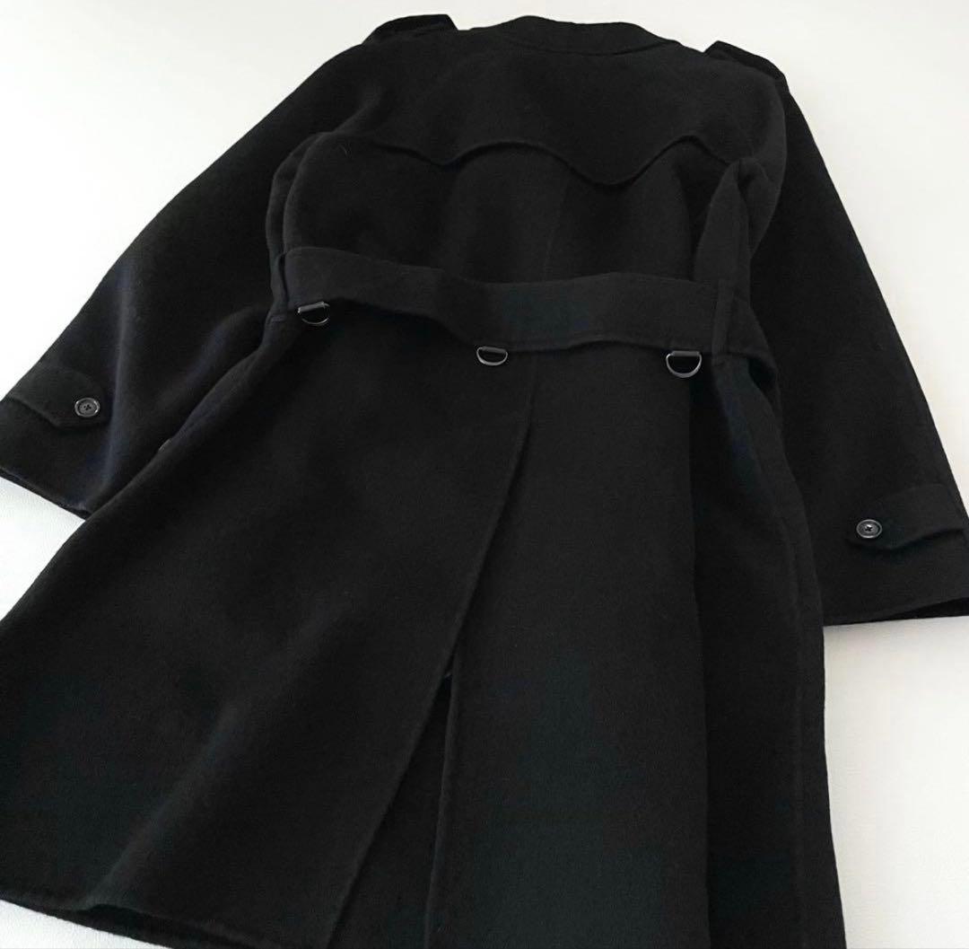 BURBERRY LONDON トレンチコート 黒 アンゴラ カシミヤ混羊革