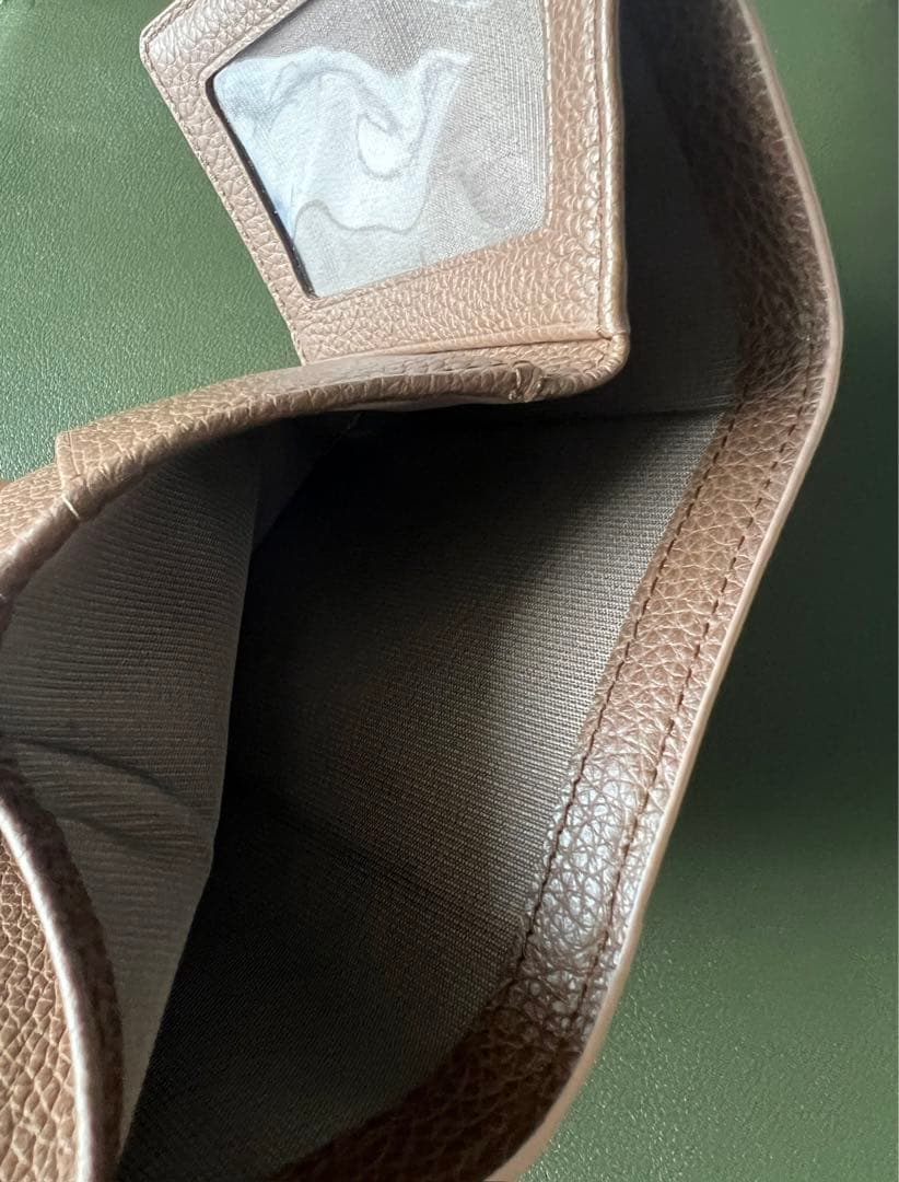 【新品・未使用】FURLA ピンクベージュxブラウン 三つ折り財布保管袋付