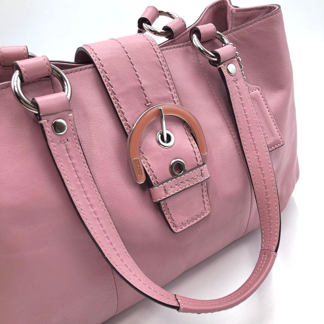 コーチ トートバッグハンドバッグ 肩掛け レザー　ピンク