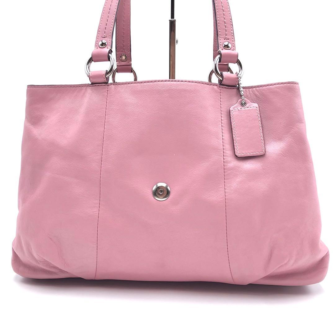 コーチ トートバッグハンドバッグ 肩掛け レザー　ピンク