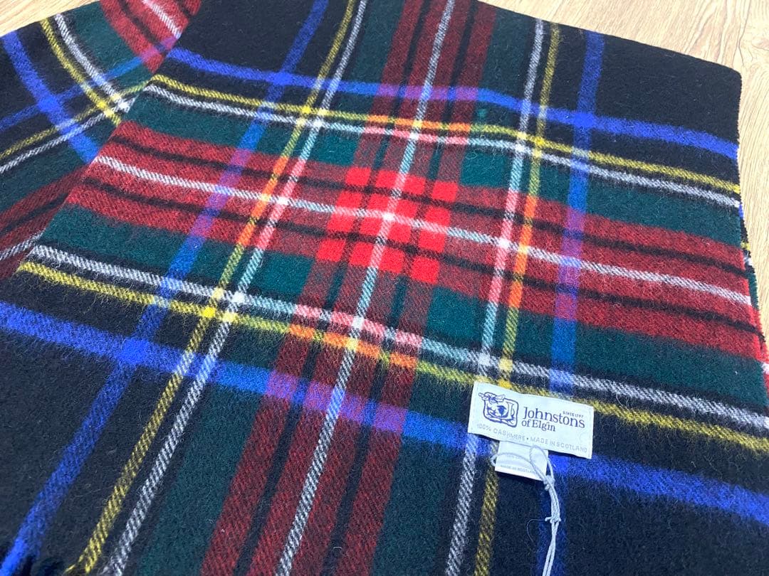 ジョンストンズ オブエルガン カシミヤ100％ 大判 ストール チェック