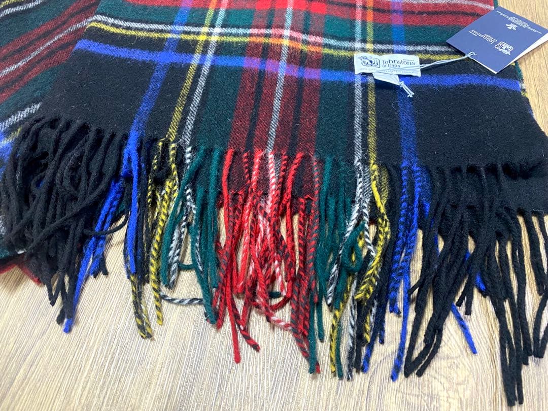 ジョンストンズ オブエルガン カシミヤ100％ 大判 ストール チェック